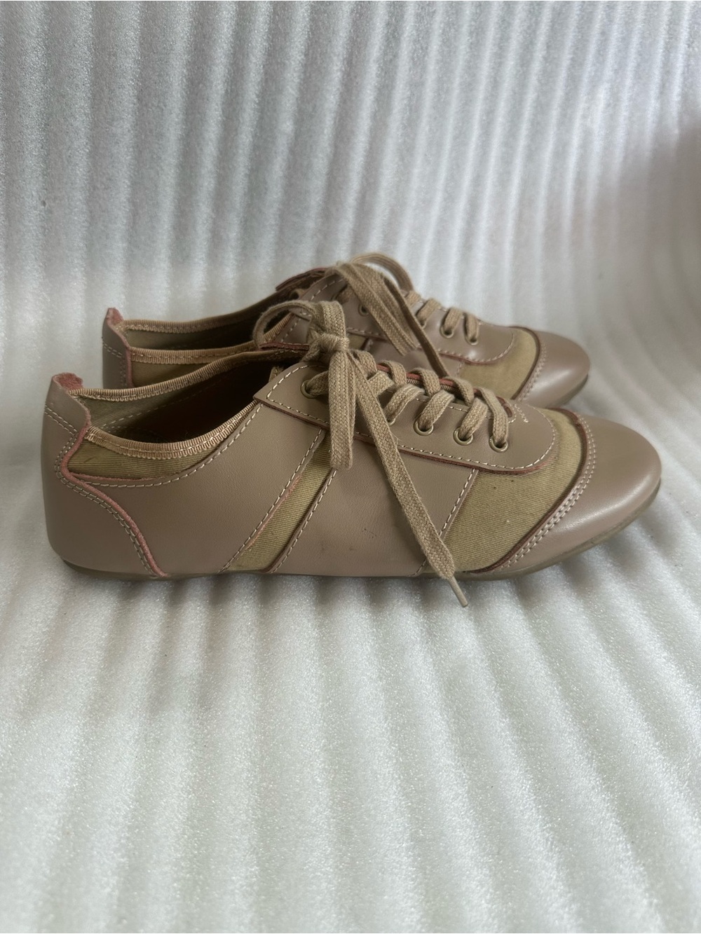 Women's Neutral Taupe Lace-Up Fashion Sneakers